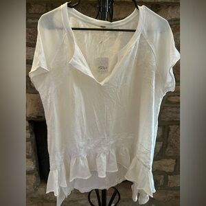 (NWT) Free People Ivory Lace Ruffle Peplum Blouse XS Boho Top